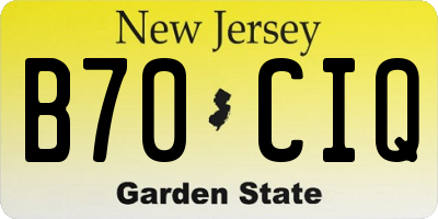 NJ license plate B70CIQ
