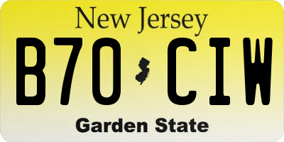 NJ license plate B70CIW