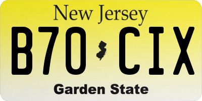NJ license plate B70CIX