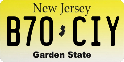 NJ license plate B70CIY