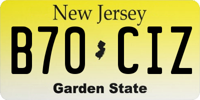NJ license plate B70CIZ