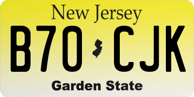 NJ license plate B70CJK