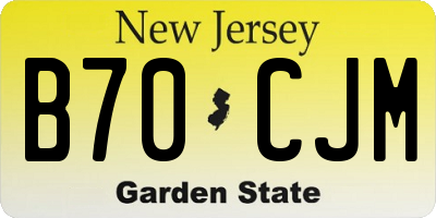 NJ license plate B70CJM
