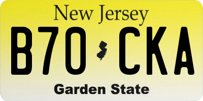 NJ license plate B70CKA