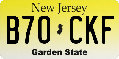 NJ license plate B70CKF