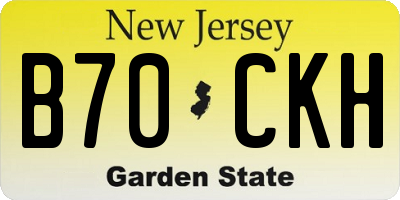 NJ license plate B70CKH