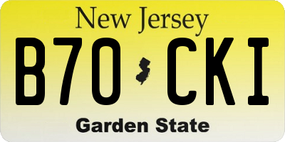 NJ license plate B70CKI