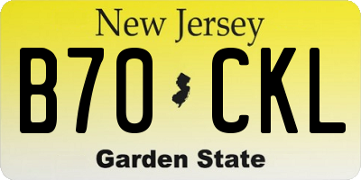NJ license plate B70CKL