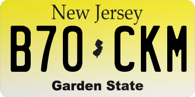 NJ license plate B70CKM
