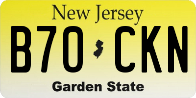 NJ license plate B70CKN