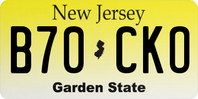 NJ license plate B70CKO