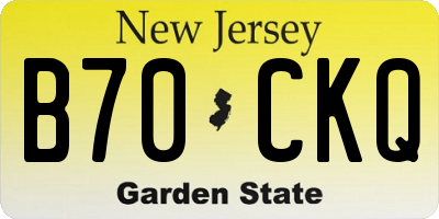 NJ license plate B70CKQ