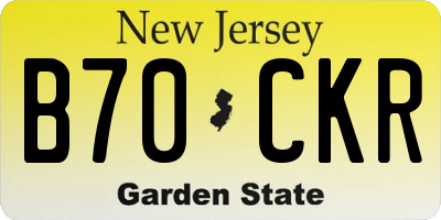 NJ license plate B70CKR