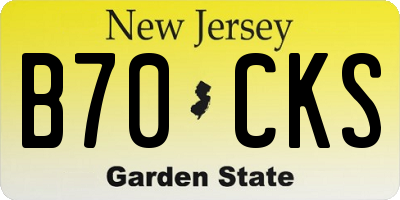 NJ license plate B70CKS