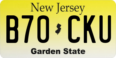 NJ license plate B70CKU