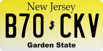 NJ license plate B70CKV