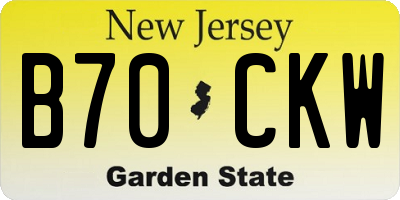 NJ license plate B70CKW