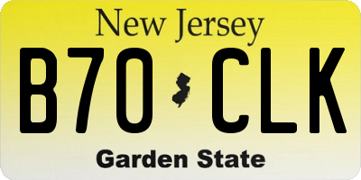 NJ license plate B70CLK