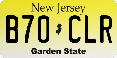 NJ license plate B70CLR