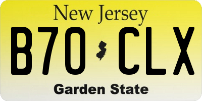 NJ license plate B70CLX