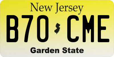 NJ license plate B70CME