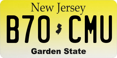 NJ license plate B70CMU