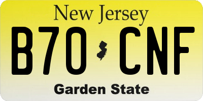 NJ license plate B70CNF