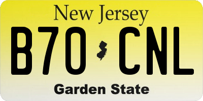 NJ license plate B70CNL