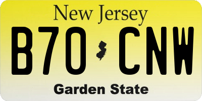 NJ license plate B70CNW