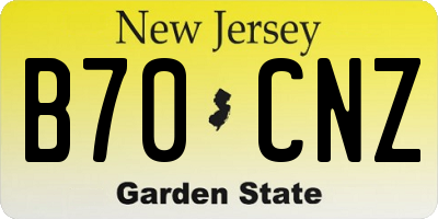 NJ license plate B70CNZ