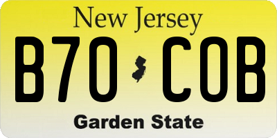 NJ license plate B70COB