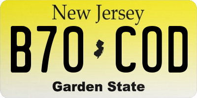 NJ license plate B70COD