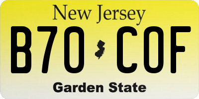 NJ license plate B70COF