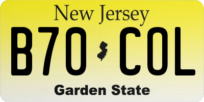 NJ license plate B70COL