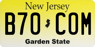 NJ license plate B70COM