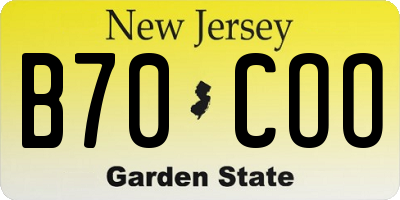 NJ license plate B70COO