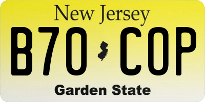 NJ license plate B70COP