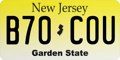 NJ license plate B70COU