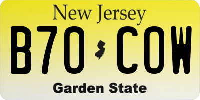 NJ license plate B70COW