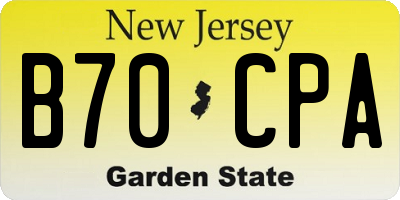 NJ license plate B70CPA
