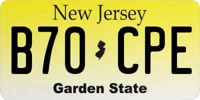 NJ license plate B70CPE