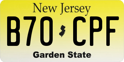 NJ license plate B70CPF