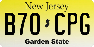 NJ license plate B70CPG