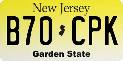 NJ license plate B70CPK