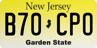 NJ license plate B70CPO