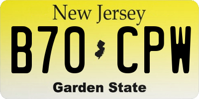 NJ license plate B70CPW
