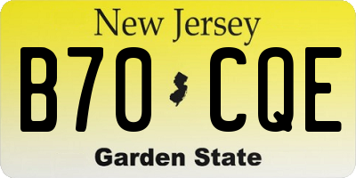 NJ license plate B70CQE