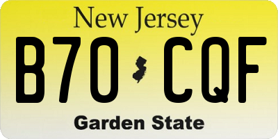 NJ license plate B70CQF