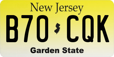 NJ license plate B70CQK