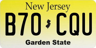 NJ license plate B70CQU